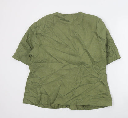 Paul Berman Womens Green  Polyester Basic Blouse Size 18 Round Neck
