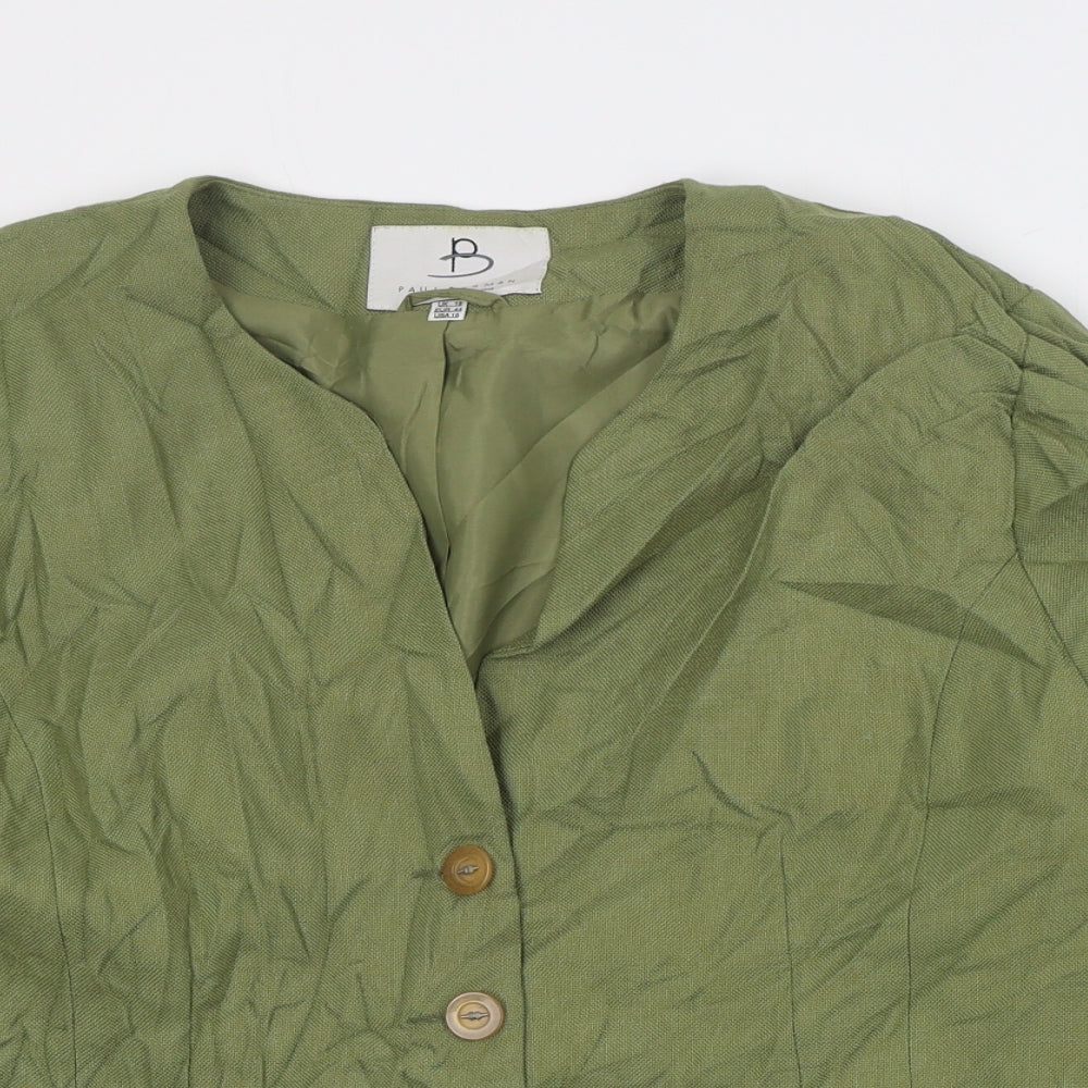 Paul Berman Womens Green  Polyester Basic Blouse Size 18 Round Neck