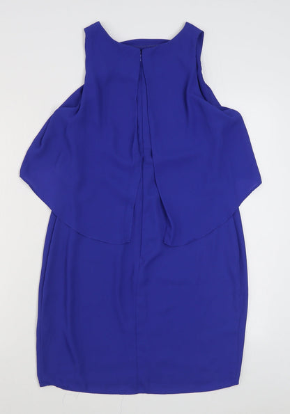 New Look Womens Blue  Polyester Sheath  Size 12  Scoop Neck Zip