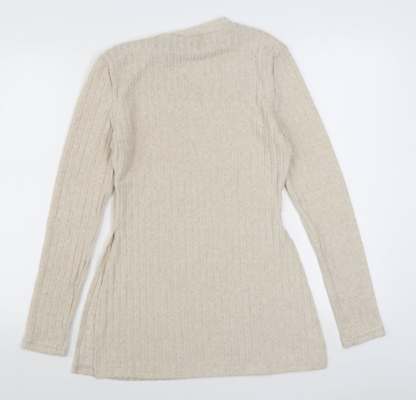SheIn Womens Beige Round Neck  Polyester Pullover Jumper Size L