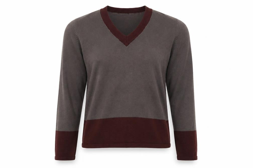 Copper Key Womens Grey V-Neck  Acrylic Pullover Jumper Size L