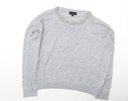 Topshop Womens Grey Round Neck  Polyester Pullover Jumper Size 8