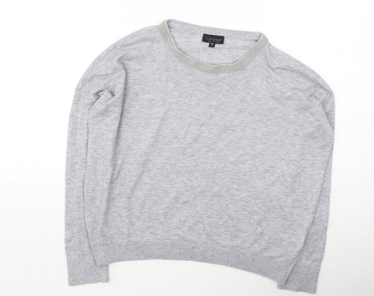 Topshop Womens Grey Round Neck  Polyester Pullover Jumper Size 8
