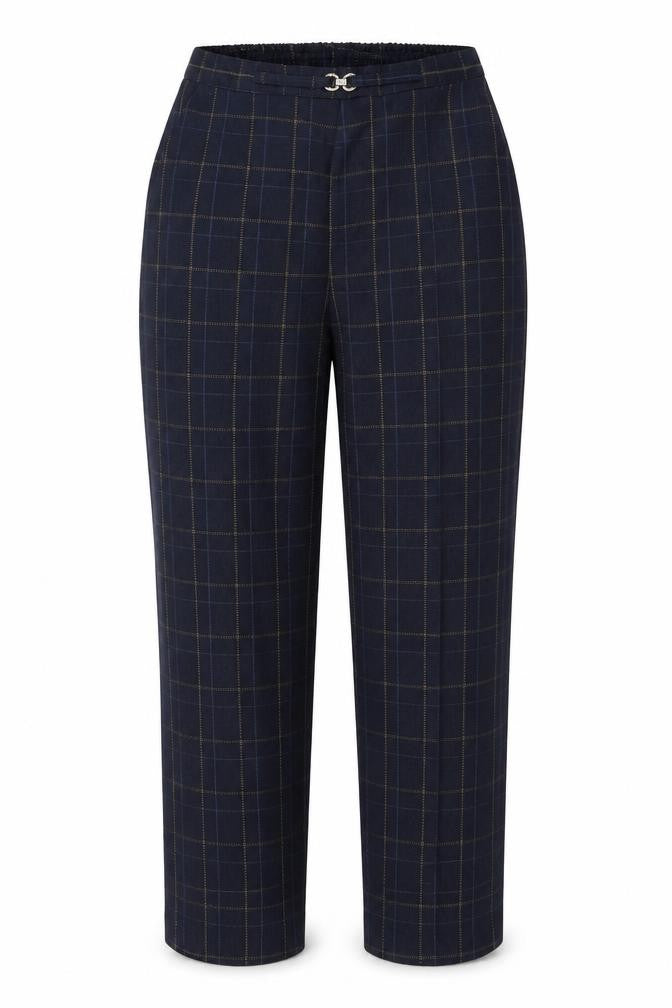 Damart Womens Blue Plaid Polyester Trousers  Size S L26 in Regular