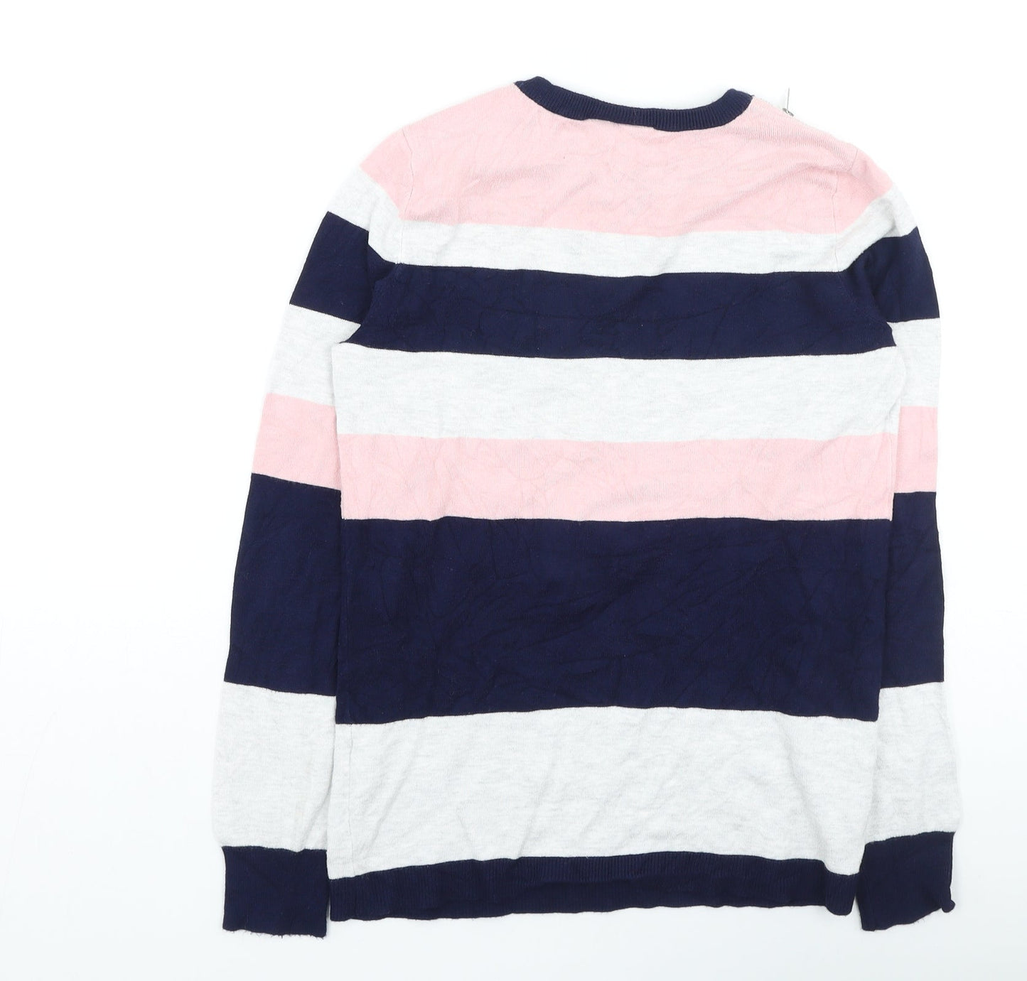 Wallis Womens Multicoloured Round Neck Striped Viscose Pullover Jumper Size 8