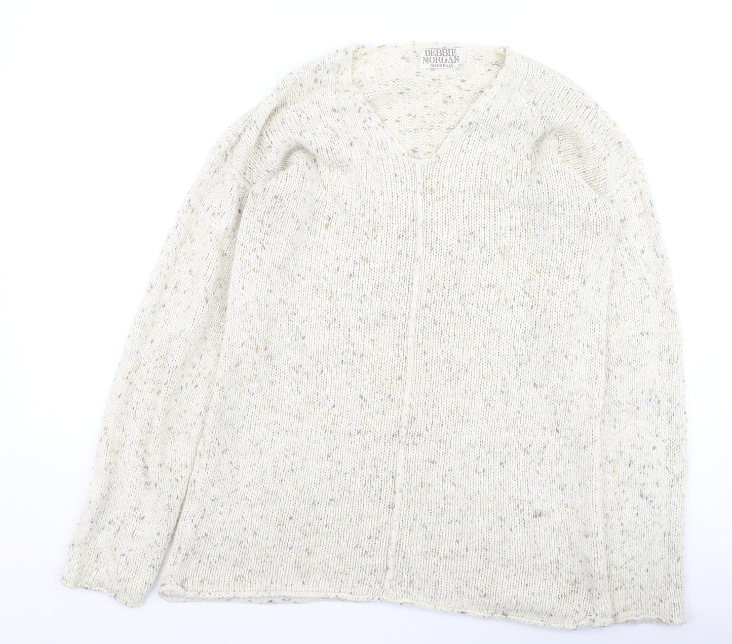 Debbie Morgan Womens Beige Round Neck  Acrylic Pullover Jumper Size 36