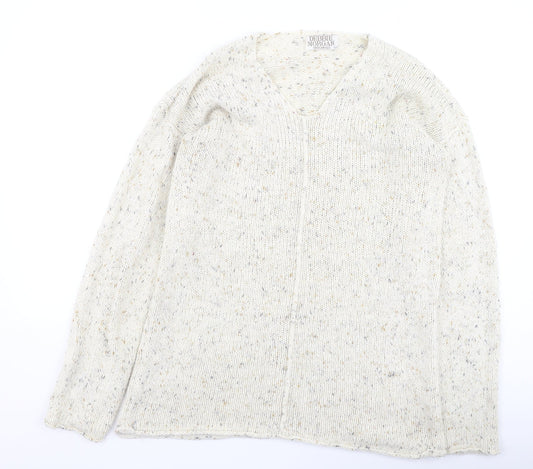 Debbie Morgan Womens Beige Round Neck  Acrylic Pullover Jumper Size 36