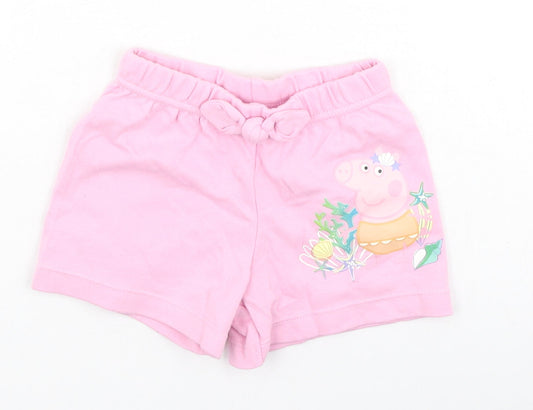 George  Girls Pink  Cotton Cropped Leggings Size 9-12 Months   - Peppa pig