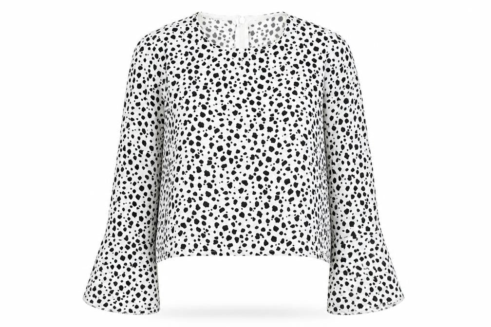 PRETTYLITTLETHING Womens White Polka Dot Polyester Basic Blouse Size 10 Round Neck