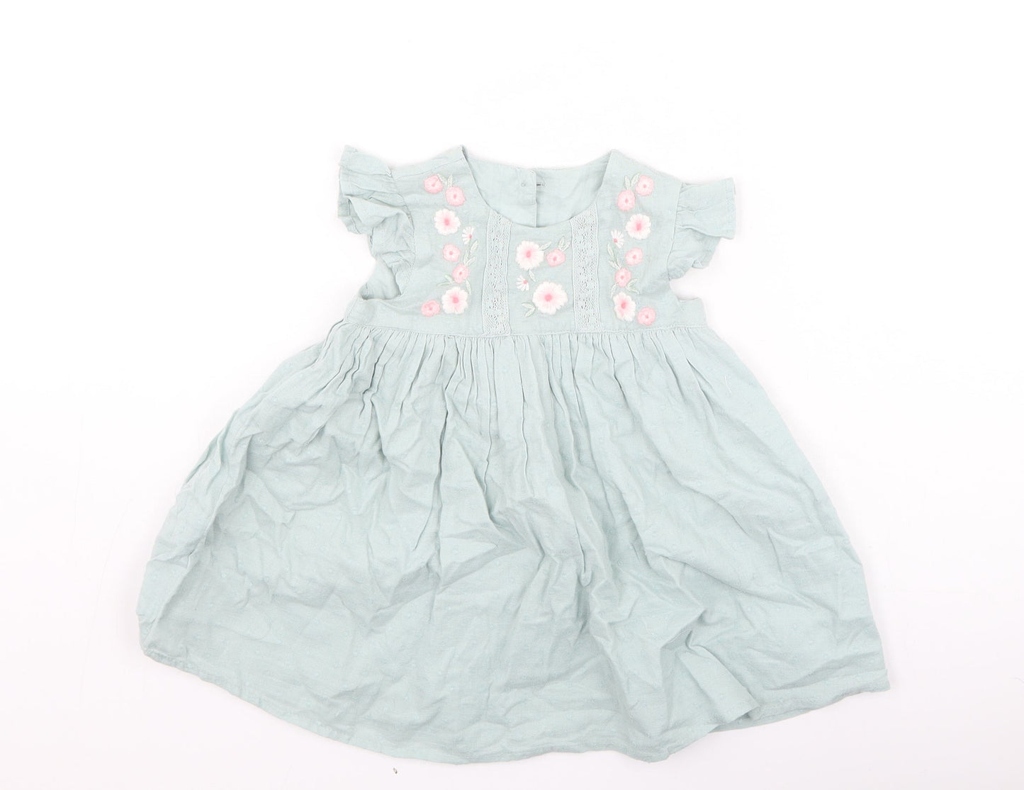 George  Girls Green  Cotton Fit & Flare  Size 9-12 Months  Round Neck
