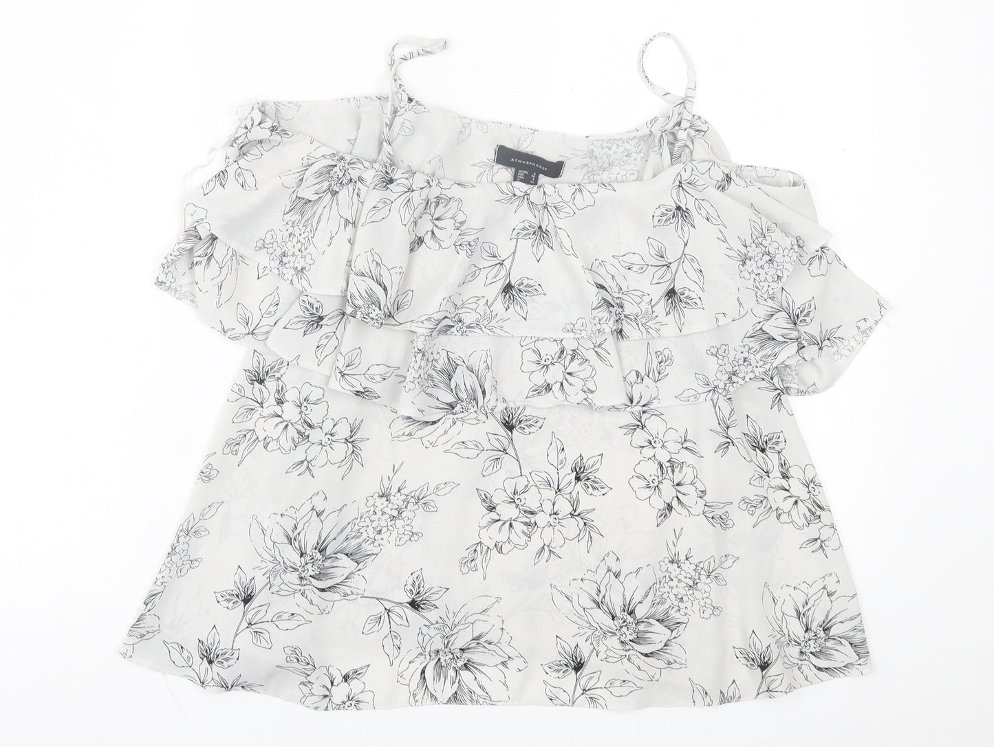 Atmosphere Womens Grey Floral Polyester Basic Tank Size 8 Scoop Neck