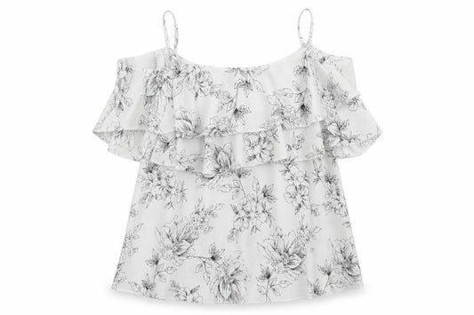 Atmosphere Womens Grey Floral Polyester Basic Tank Size 8 Scoop Neck