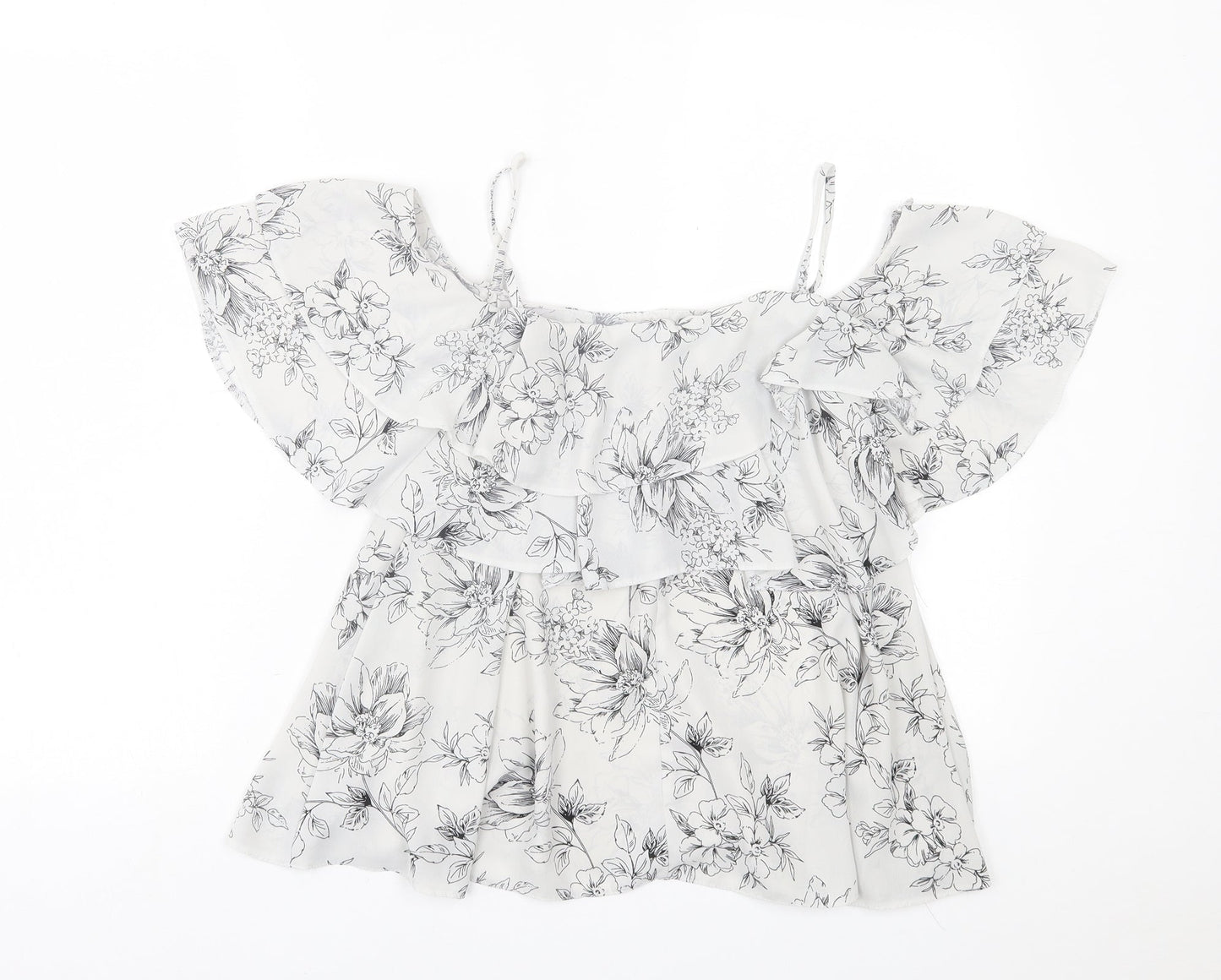 Atmosphere Womens Grey Floral Polyester Basic Tank Size 8 Scoop Neck