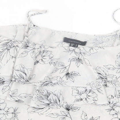 Atmosphere Womens Grey Floral Polyester Basic Tank Size 8 Scoop Neck
