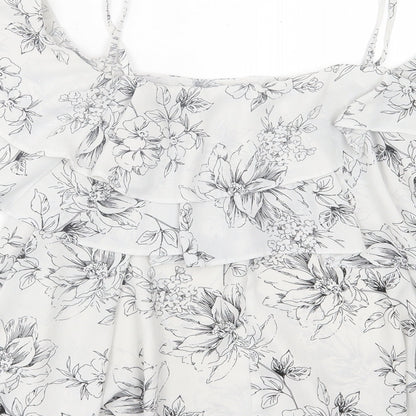 Atmosphere Womens Grey Floral Polyester Basic Tank Size 8 Scoop Neck