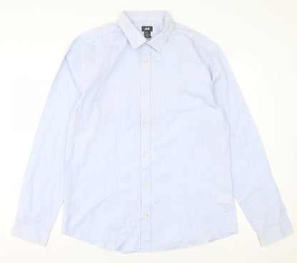 Preloved H&M Mens Blue  Cotton  Button-Up Size XL Collared Button - Front