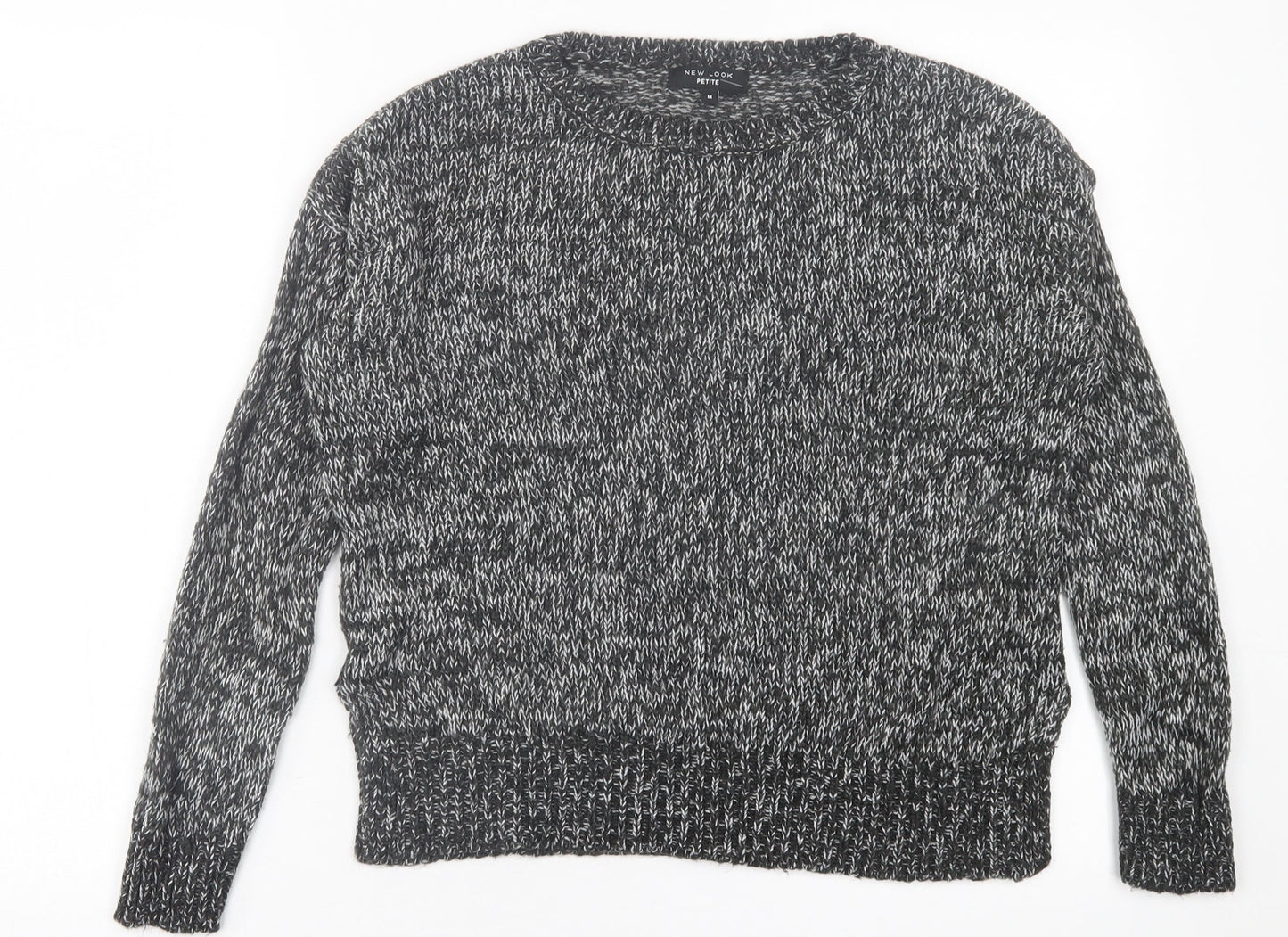 New Look Womens Black Crew Neck  Acrylic Pullover Jumper Size M
