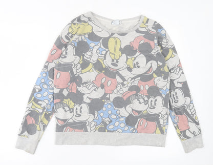 Preloved Disney Womens Multicoloured Geometric Polyester Pullover Sweatshirt Size 14  Pullover - Mickey Mouse & Friends - Front