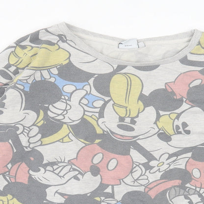 Preloved Disney Womens Multicoloured Geometric Polyester Pullover Sweatshirt Size 14  Pullover - Mickey Mouse & Friends - Detail