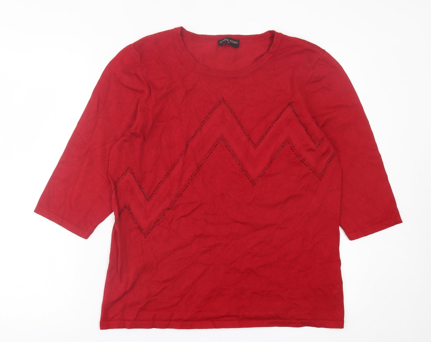 Anna Rose  Womens Red Crew Neck  Viscose Pullover Jumper Size XL