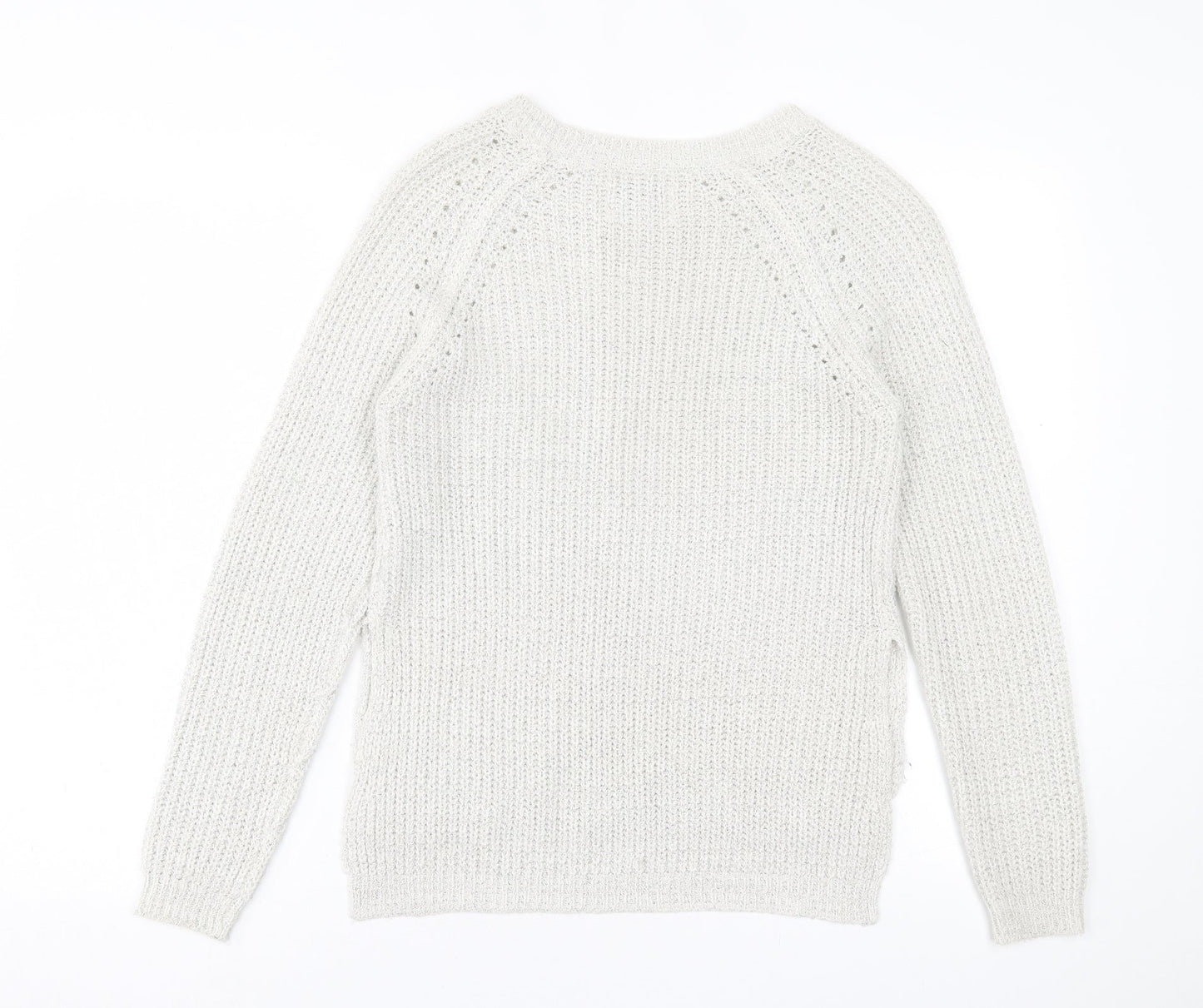 Papaya Womens Grey Crew Neck  Acrylic Pullover Jumper Size S