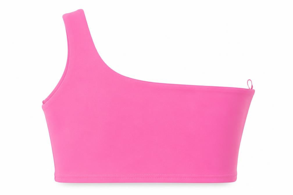 IX LONDON  Womens Pink  Polyester Cropped Tank Size 12 One Shoulder