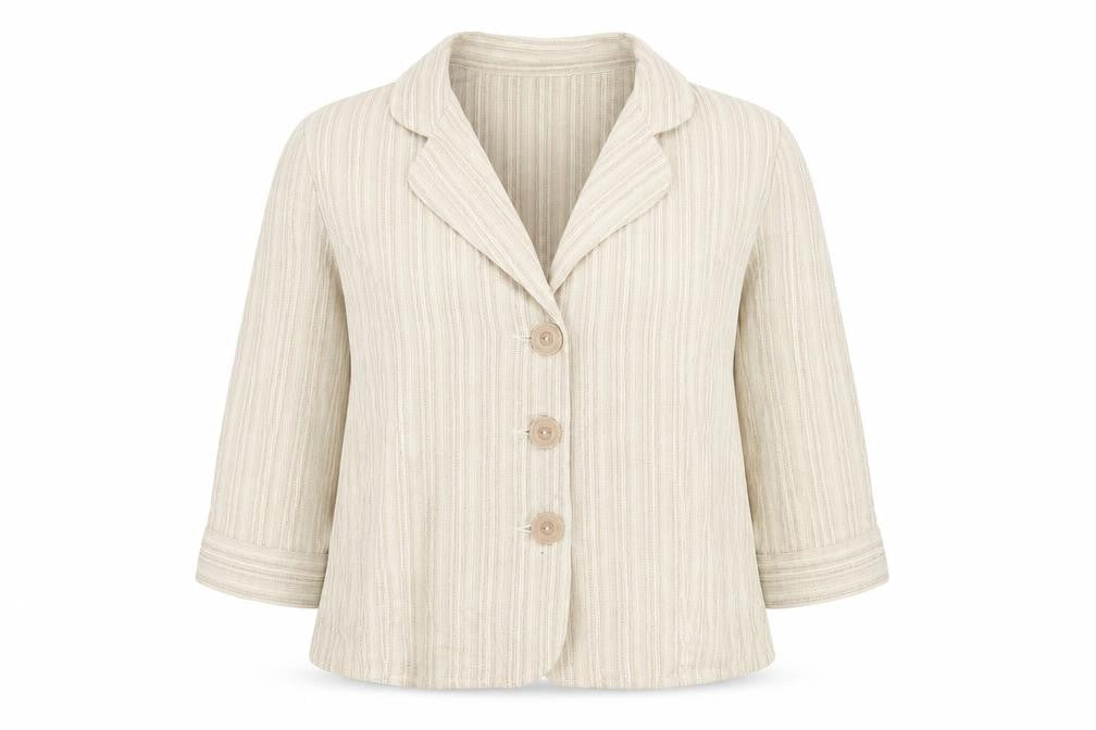 EWM Womens Beige Striped  Jacket Blazer Size 18  Button