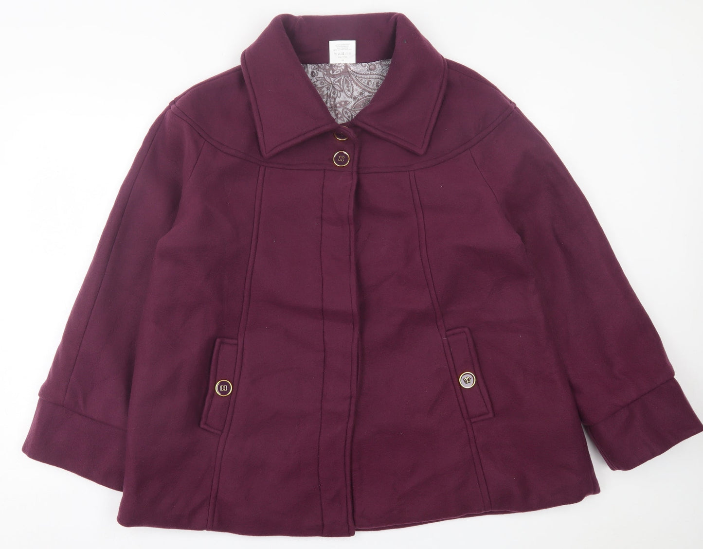 Anne De Lancay Womens Pink   Overcoat Coat Size 18  Button