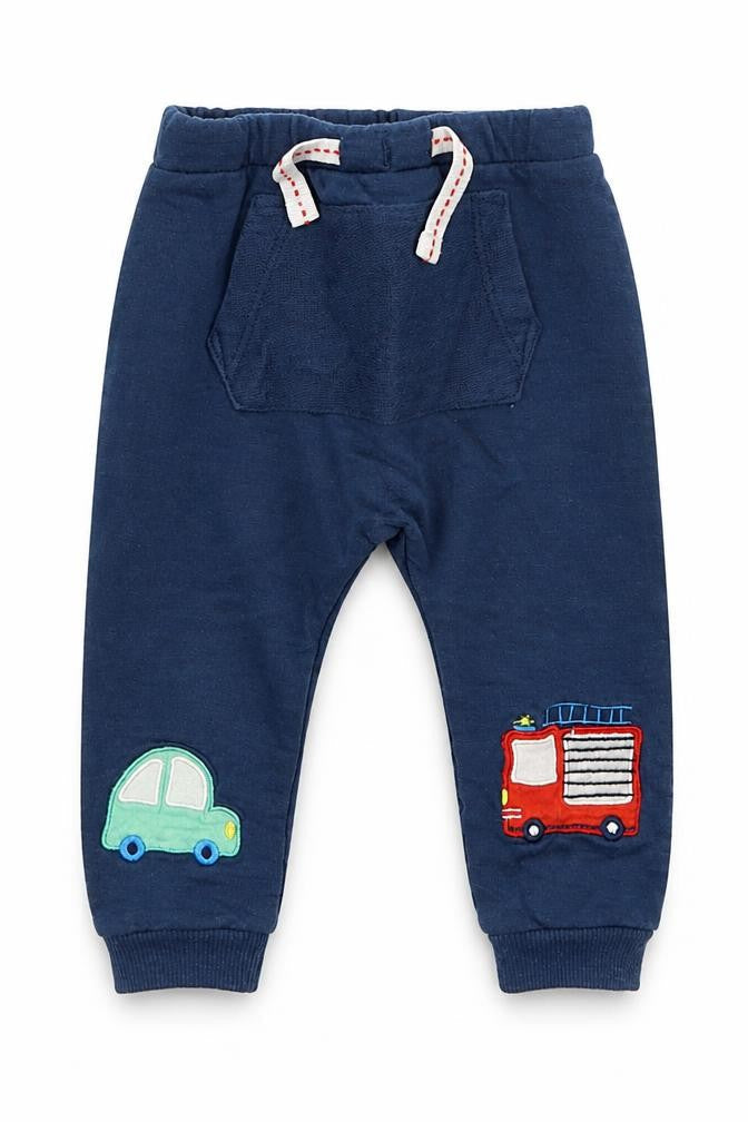 Dunnes Boys Blue  Cotton Sweatpants Trousers Size 6-9 Months  Drawstring - Cars