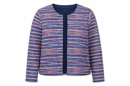 Anne De Lancay Womens Blue Geometric  Jacket  Size S