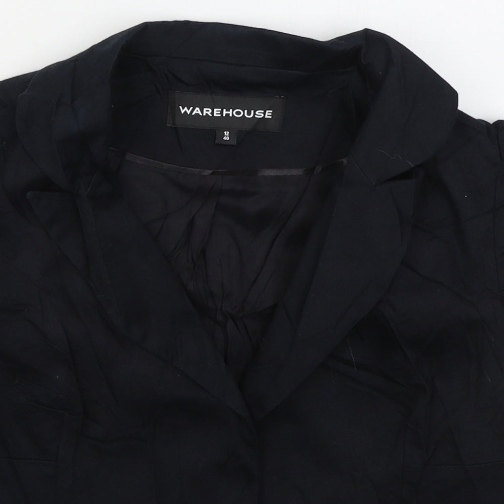 Warehouse Womens Black   Jacket  Size 12  Button