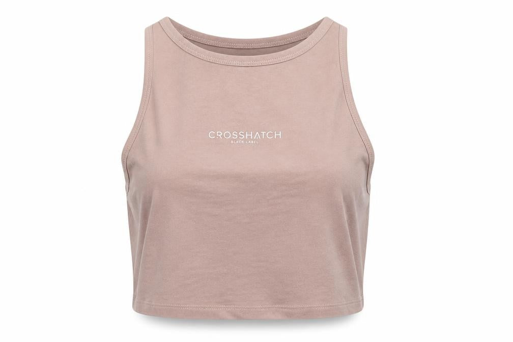 Crosshatch Womens Pink  Cotton Cropped Tank Size L Crew Neck Pullover