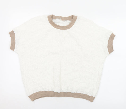Preworn Womens White  Polyester  T-Shirt Size S Crew Neck