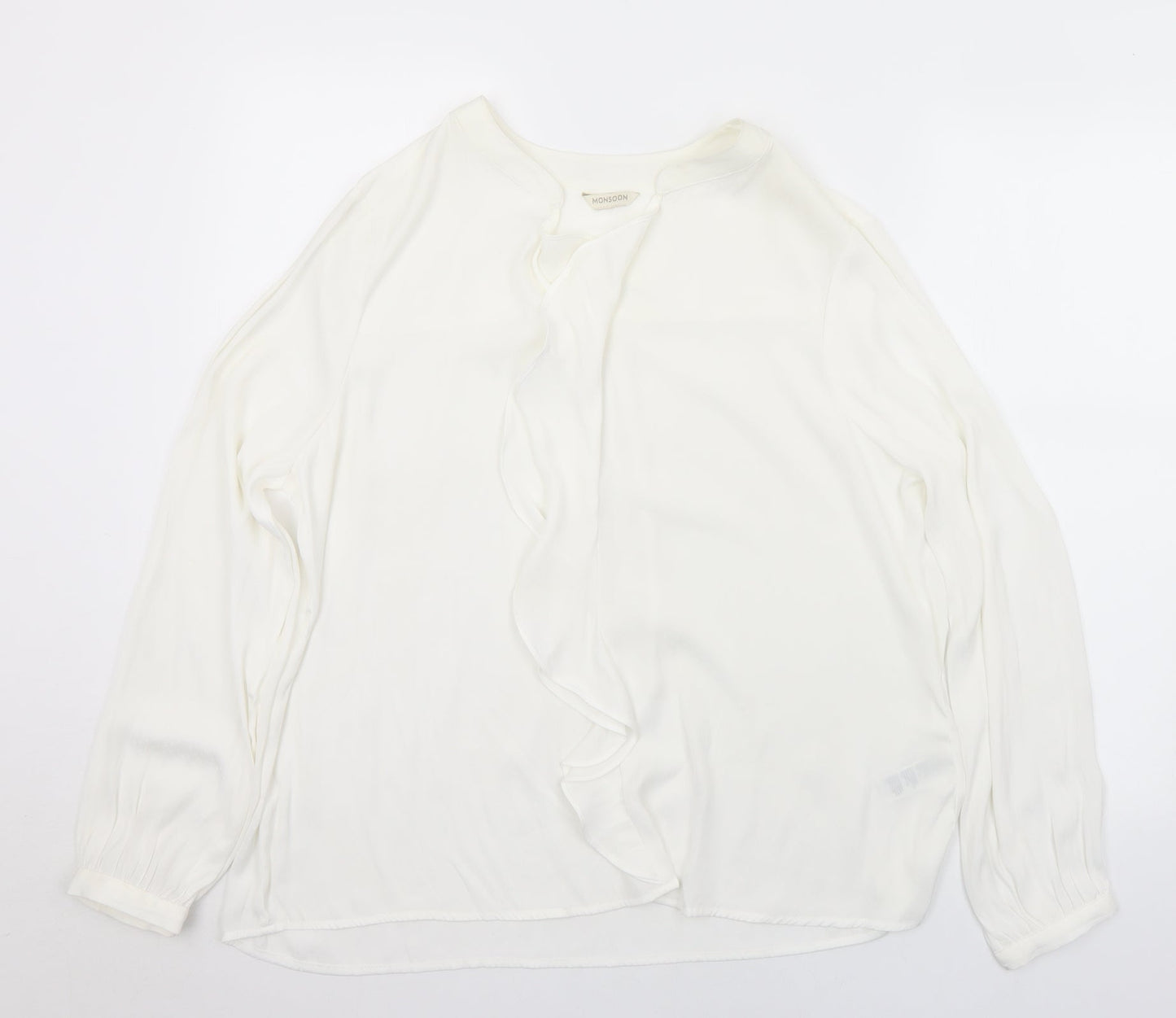 Monsoon Womens White  Polyester Basic Blouse Size 12 Henley