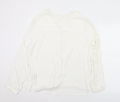 Monsoon Womens White  Polyester Basic Blouse Size 12 Henley
