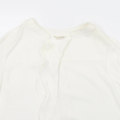 Monsoon Womens White  Polyester Basic Blouse Size 12 Henley