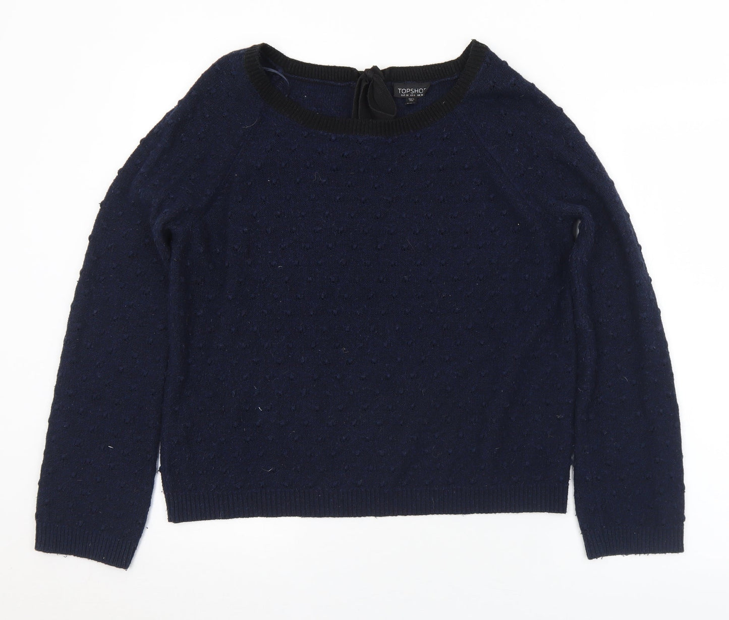 Topshop Womens Blue Round Neck  Acrylic Pullover Jumper Size 10