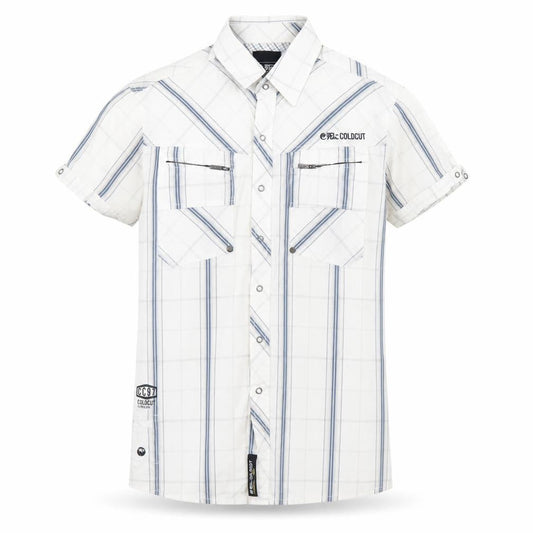 Coldcut Mens White Plaid Cotton  Button-Up Size S Collared Snap