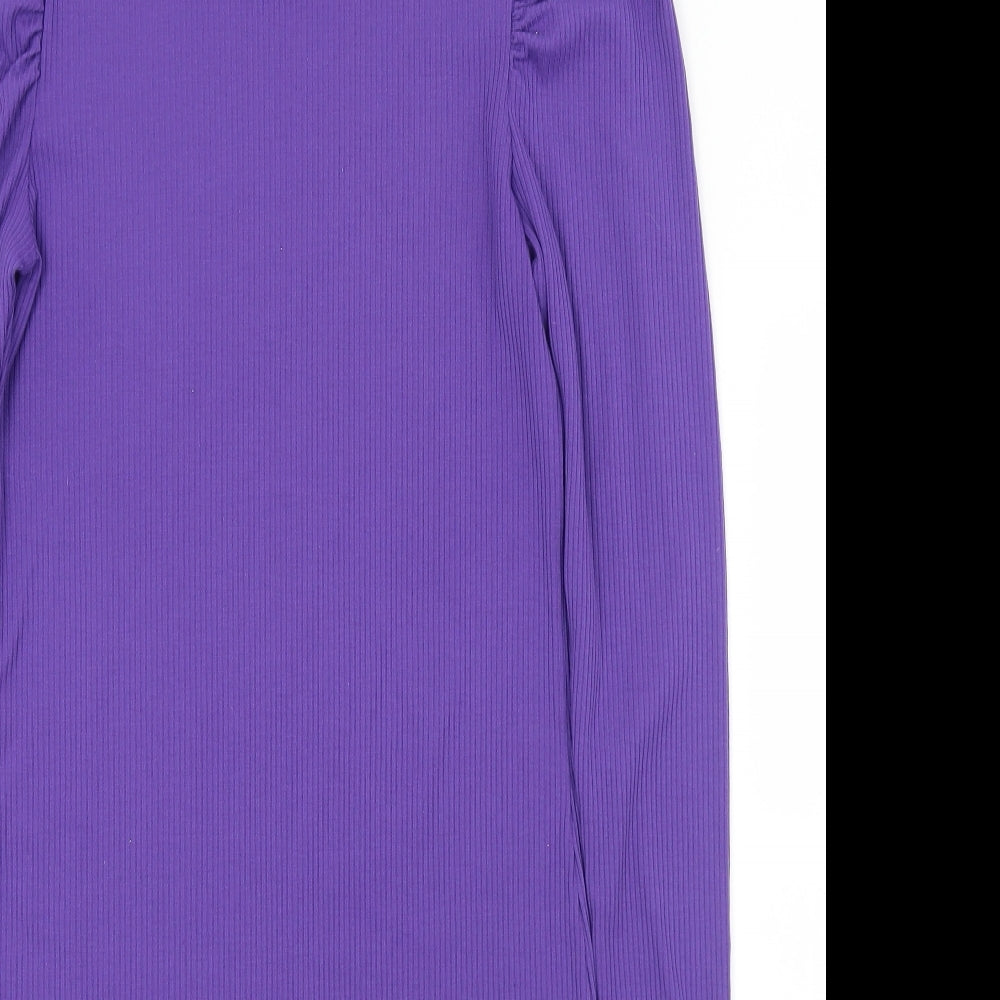 Divided Womens Purple Crew Neck  Polyester Pullover Jumper Size M