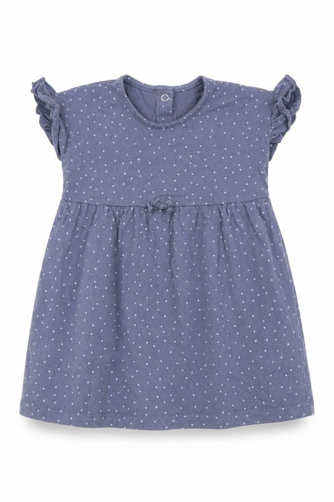 George Girls Grey Polka Dot Cotton A-Line  Size 9-12 Months  Round Neck Snap
