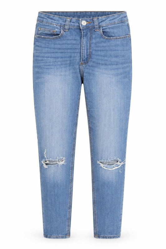 Denim & Co. Womens Blue  Cotton Straight Jeans Size 8 L27 in Regular Zip