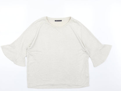 Marks & Spencer Womens Beige Round Neck  Viscose Pullover Jumper Size 14