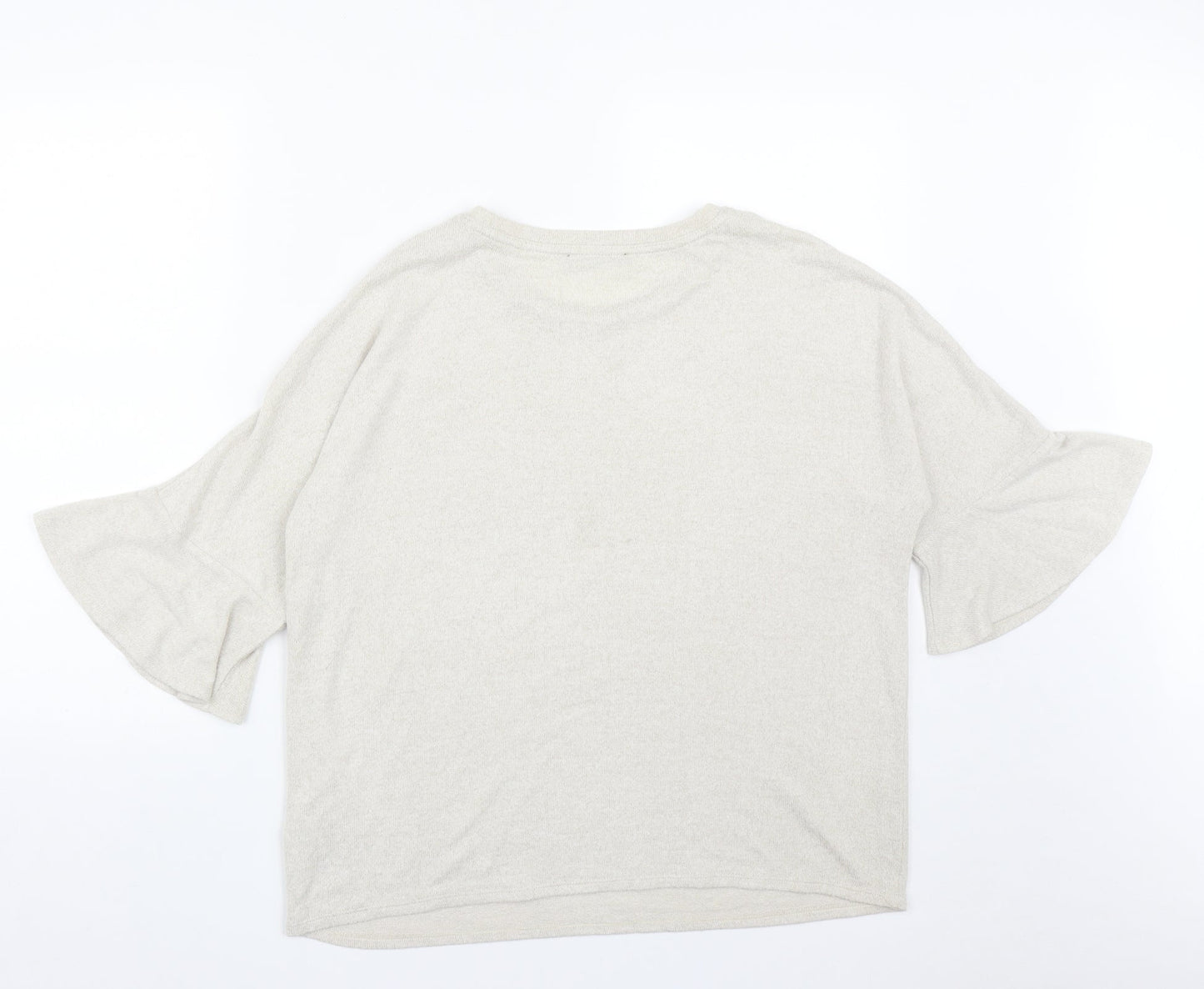 Marks and Spencer Womens Beige Round Neck  Viscose Pullover Jumper Size 14