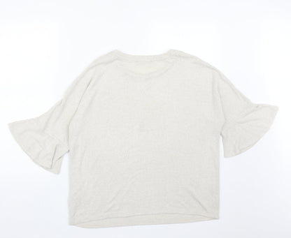 Marks & Spencer Womens Beige Round Neck  Viscose Pullover Jumper Size 14