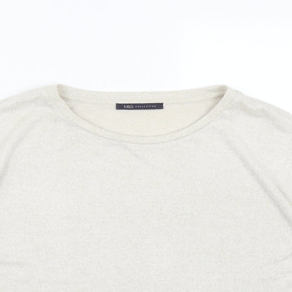 Marks & Spencer Womens Beige Round Neck  Viscose Pullover Jumper Size 14