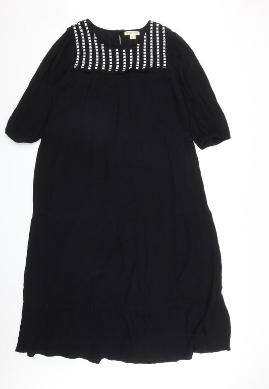 Studio West Womens Black  Cotton Maxi  Size S  Round Neck Button