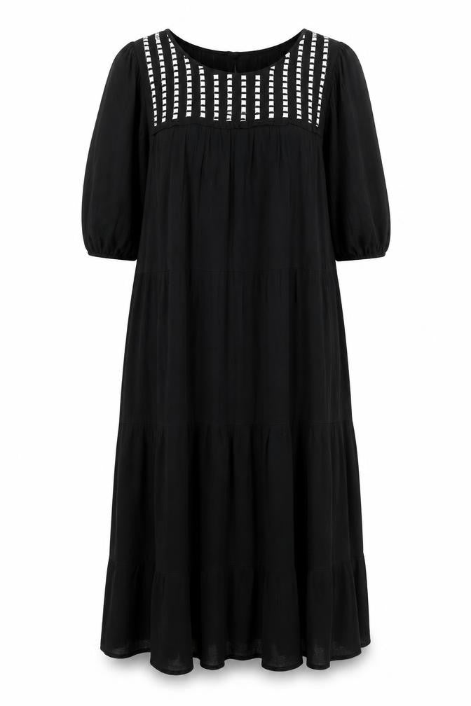Studio West Womens Black  Cotton Maxi  Size S  Round Neck Button