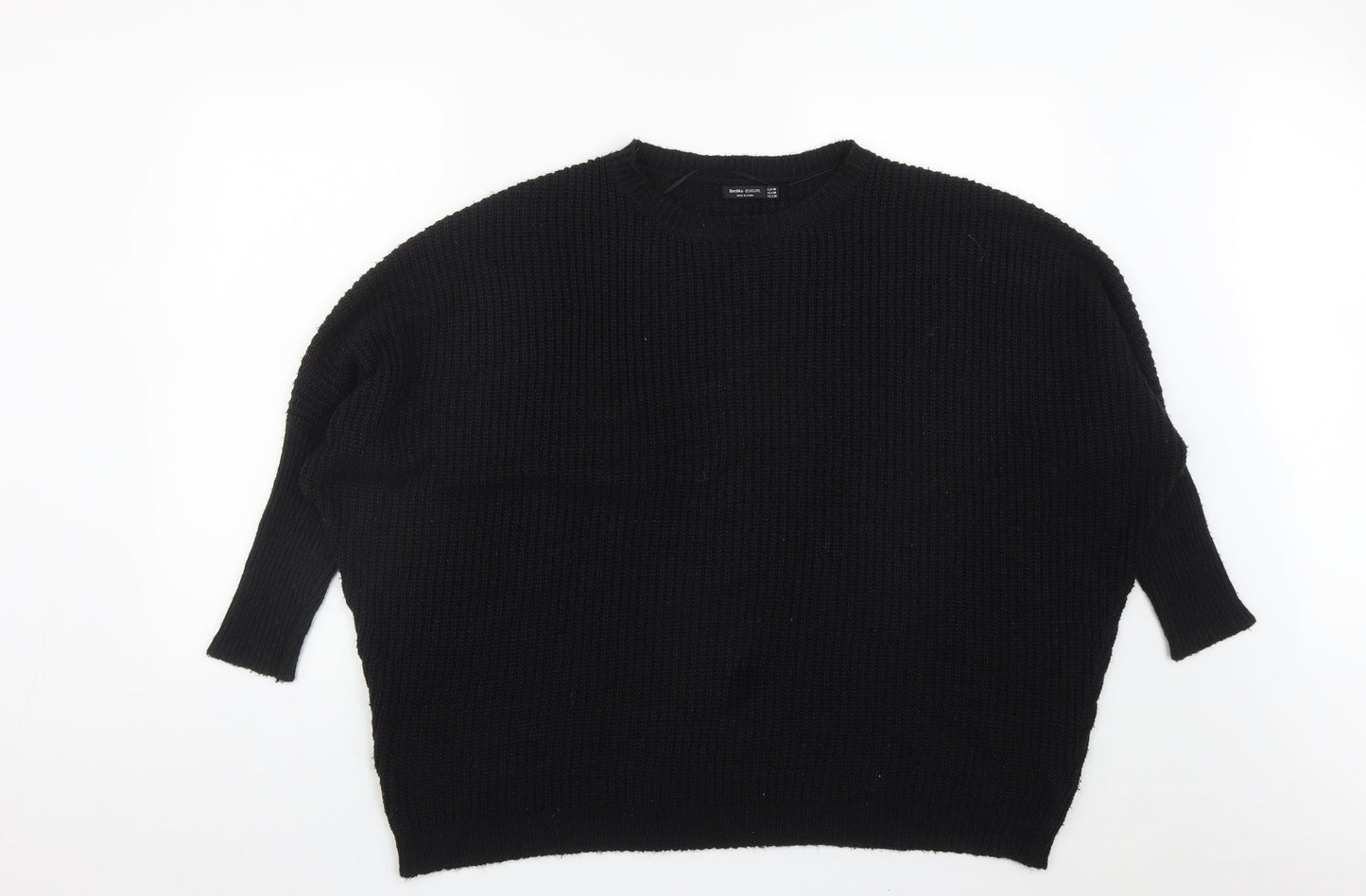 Bershka Womens Black Round Neck  Acrylic Pullover Jumper Size M