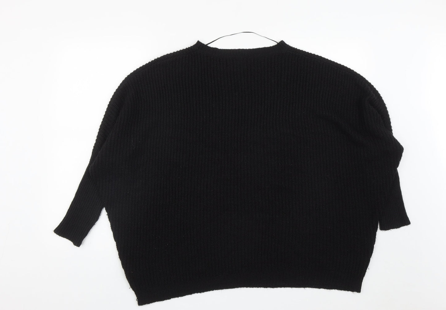 Bershka Womens Black Round Neck  Acrylic Pullover Jumper Size M