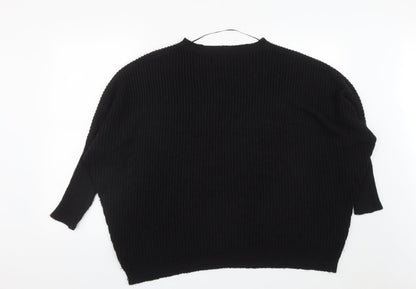 Bershka Womens Black Round Neck  Acrylic Pullover Jumper Size M